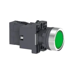 Schneider Electric XA2EW33B1, Harmony Stil 2, Yeşil, Işıklı Yaylı Buton, 24 Volt AC/DC, 1NA, 22mm