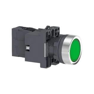Schneider Electric XA2EW33B1, Harmony Stil 2, Yeşil, Işıklı Yaylı Buton, 24 Volt AC/DC, 1NA, 22mm