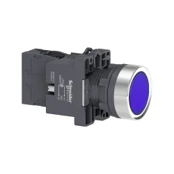 Schneider Electric XA2EW36B1, Harmony Stil 2, Mavi, Işıklı Yaylı Buton, 24 Volt AC/DC, 1NA, 22mm