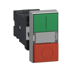Schneider Electric XA2EW7L3741B5, Harmony Stil 2, Yeşil "I" İşaretli, Kırmızı "O" İşaretli, Çiftli Işıklı Yaylı Buton, 24 Volt AC/DC, 1NA+1NK, 22mm