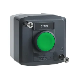 Schneider Electric XALD101H29, Harmony XALD, Yeşil Üzerine "Start" Yazılı, Etiket Tutuculu Kutulu Yaylı Buton, 1NA