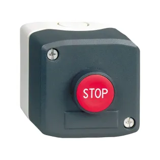 Schneider Electric XALD114, Harmony XALD, Kırmızı Üzerine "Stop" Yazılı, Kutulu Yaylı Buton, 1NK