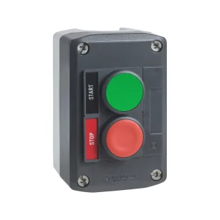 Schneider Electric XALD211H29, Harmony XALD, Yeşil "Start" Yazılı ve Kırmızı "Stop" Yazılı, 2 Adet Yaylı Butonlu Etiket Tutuculu Buton Kutusu, 1NA+1NK