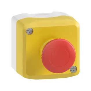 Schneider Electric XALK178F, Harmony XALD, 40mm Mantar Kafalı, Kutulu Acil Stop Butonu, 2NK