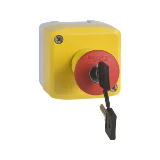 Schneider Electric XALK188F, Harmony XALD, 40mm Mantar Kafalı, Kutulu Kilitli Acil Stop Butonu, 2NK