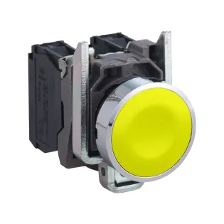 Schneider Electric XB4BA51, Harmony Stil 4, Sarı, Yaylı Buton, 1NA, 22mm