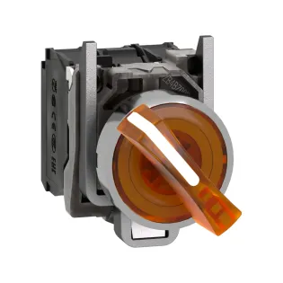 Schneider Electric XB4BK125M5, Harmony Stil 4, Sarı, Işıklı Mandal Buton, 0-1 Konumlu, 230 Volt AC, 1NA+1NK, 22mm