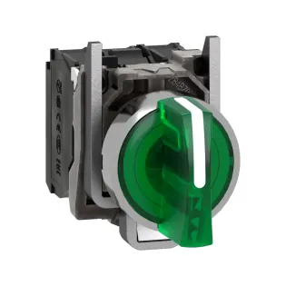 Schneider Electric XB4BK133B5, Harmony Stil 4, Yeşil, Işıklı Mandal Buton, 1-0-2 Konumlu, 24 Volt AC/DC, 1NA+1NK, 22mm