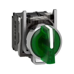 Schneider Electric XB4BK133M5, Harmony Stil 4, Yeşil, Işıklı Mandal Buton, 1-0-2 Konumlu, 230 Volt AC, 1NA+1NK, 22mm