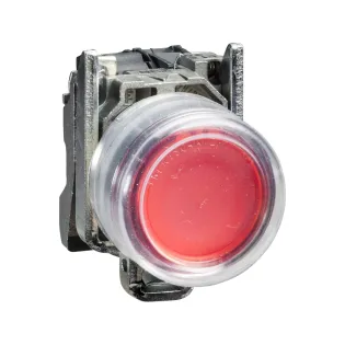 Schneider Electric XB4BP42, Harmony Stil 4, Kırmızı, Kılıflı Yaylı Buton, 1NK, 22mm