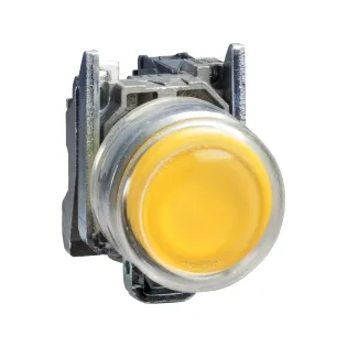 Schneider Electric XB4BP51, Harmony Stil 4, Sarı, Kılıflı Yaylı Buton, 1NA, 22mm