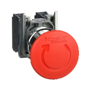 Schneider Electric XB4BS8445, Harmony Stil 4, Kırmızı, 40mm Mantar Kafalı Acil Stop Butonu, 1NA+1NK, 22mm