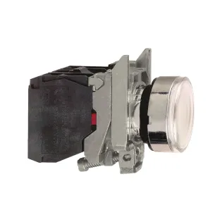 Schneider Electric XB4BW3165, Harmony Stil 4, Beyaz, Işıklı Yaylı Buton, Ampülsüz, 1NA+1NK, 22mm