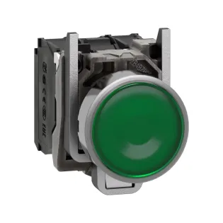 Schneider Electric XB4BW33B5, Harmony Stil 4, Yeşil, Işıklı Yaylı Buton, 24 Volt AC/DC, 1NA+1NK, 22mm