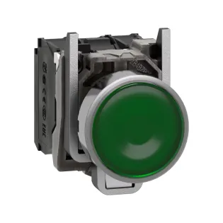 Schneider Electric XB4BW33M5, Harmony Stil 4, Yeşil, Işıklı Yaylı Buton, 230 Volt AC, 1NA+1NK, 22mm