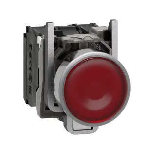 Schneider Electric XB4BW34M5, Harmony Stil 4, Kırmızı, Işıklı Yaylı Buton, 230 Volt AC, 1NA+1NK, 22mm
