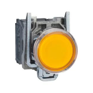 Schneider Electric XB4BW3565, Harmony Stil 4, Sarı, Işıklı Yaylı Buton, Ampülsüz, 1NA+1NK, 22mm