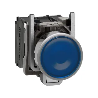 Schneider Electric XB4BW36B5, Harmony Stil 4, Mavi, Işıklı Yaylı Buton, 24 Volt AC/DC, 1NA+1NK, 22mm