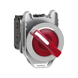 Schneider Electric XB4FK124B5, Harmony Plus Stil 4, Kırmızı, Işıklı Mandal Buton, 0-1 Konumlu, 24 Volt AC/DC, 1NA+1NK, 30mm