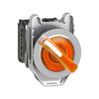 Schneider Electric XB4FK125M5, Harmony Plus Stil 4, Sarı, Işıklı Mandal Buton, 0-1 Konumlu, 230 Volt AC, 1NA+1NK, 30mm
