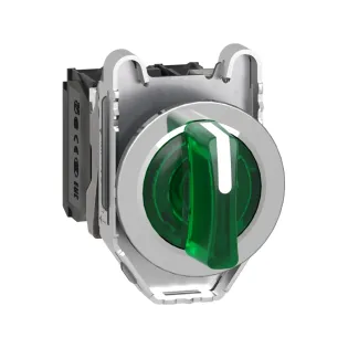 Schneider Electric XB4FK133B5, Harmony Plus Stil 4, Yeşil, Işıklı Mandal Buton, 1-0-2 Konumlu, 24 Volt AC/DC, 1NA+1NK, 30mm