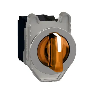 Schneider Electric XB4FK135M5, Harmony Plus Stil 4, Turuncu, Işıklı Mandal Buton, 1-0-2 Konumlu, 230 Volt AC, 1NA+1NK, 30mm