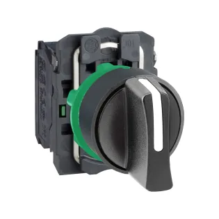 Schneider Electric XB5AD33, Harmony Stil 5, Siyah, Mandal Buton, 1-0-2 Konumlu, 2NA, 22mm