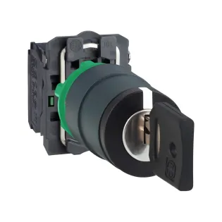 Schneider Electric XB5AG33, Harmony Stil 5, Siyah, Kilitli Mandal Buton, 1-0-2 Konumlu, 2NA, 22mm