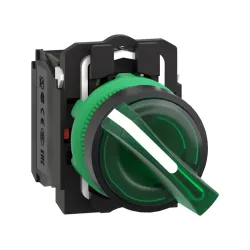 Schneider Electric XB5AK123B5, Harmony Stil 5, Yeşil, Işıklı Mandal Buton, 0-1 Konumlu, 24 Volt AC/DC, 1NA+1NK, 22mm