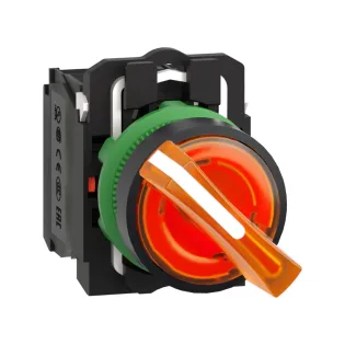 Schneider Electric XB5AK125B5, Harmony Stil 5, Sarı, Işıklı Mandal Buton, 0-1 Konumlu, 24 Volt AC/DC, 1NA+1NK, 22mm