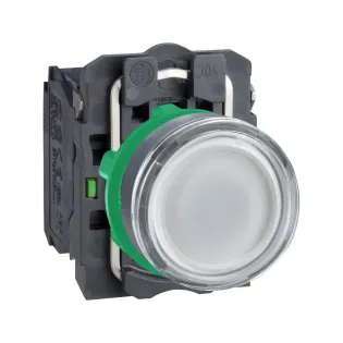 Schneider Electric XB5AW3165, Harmony Stil 5, Beyaz, Işıklı Yaylı Buton, Ampülsüz, 1NA+1NK, 22mm