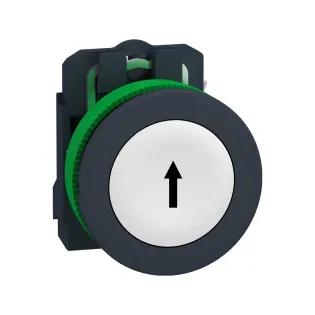 Schneider Electric XB5FA3341, Harmony Plus Stil 5, Beyaz, "↑" Ok İşaretli Yaylı Buton, 1NA, 30mm