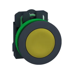 Schneider Electric XB5FA51, Harmony Plus Stil 5, Sarı, Yaylı Buton, 1NA, 30mm