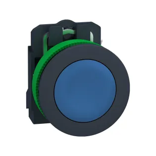 Schneider Electric XB5FA61, Harmony Plus Stil 5, Mavi, Yaylı Buton, 1NA, 30mm
