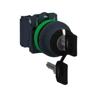 Schneider Electric XB5FG33, Harmony Plus Stil 5, Siyah, Kilitli Mandal Buton, 1-0-2 Konumlu, 2NA, 30mm