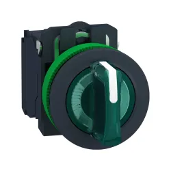Schneider Electric XB5FK133M5, Harmony Plus Stil 5, Yeşil, Işıklı Mandal Buton, 1-0-2 Konumlu, 230 Volt AC, 1NA+1NK, 30mm