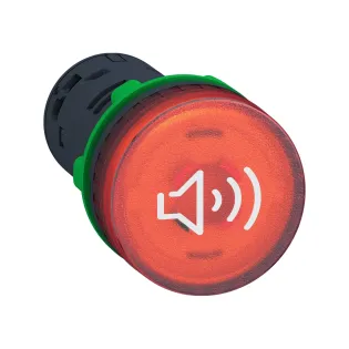 Schneider Electric XB5KS2M4, Harmony Stil 5, Kırmızı, 90db Işıklı Buzzer, 230 Volt AC, 22mm