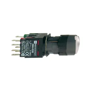 Schneider Electric XB6AF1B5B, Harmony Stil 6, Beyaz, Işıklı Dairesel Kalıcı Buton, 12-24 Volt AC/DC, 1NA+1NK, 16mm
