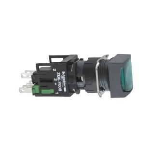 Schneider Electric XB6CW3B1B, Harmony Stil 6, Yeşil, Işıklı Kare Yaylı Buton, 12-24 Volt AC/DC, 1NA, 16mm