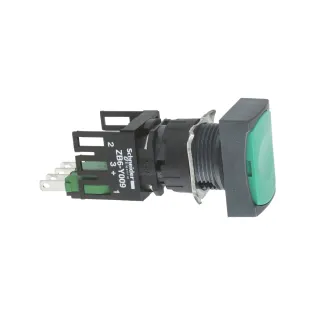 Schneider Electric XB6DA31B, Harmony Stil 6, Yeşil, Dikdörtgen Yaylı Buton, 1NA, 16mm