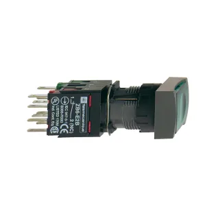 Schneider Electric XB6DF3B1B, Harmony Stil 6, Yeşil, Işıklı Dikdörtgen Kalıcı Buton, 12-24 Volt AC/DC, 1NA, 16mm