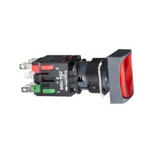 Schneider Electric XB6DF4B2B, Harmony Stil 6, Kırmızı, Işıklı Dikdörtgen Kalıcı Buton, 12-24 Volt AC/DC, 1NK, 16mm