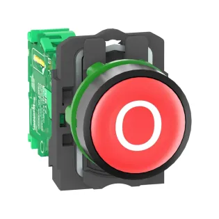 Schneider Electric ZB5RTA432, Harmony XB5R, Kırmızı, "O" İşaretli Yaylı Buton, Plastik Seri, Verici Dahil, 22mm