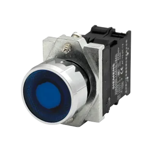 Siemens 3SB6165-0DB60-1BA0, Sirius Command 3SB6, Metal, Beyaz, Işıklı Yaylı Buton, 110 Volt AC/DC, 1NA, 22mm