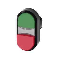 Siemens 3SU1000-3BB42-0AA0, Sirius ACT, Plastik, Kırmızı-Yeşil, Çıkık Kafalı, Çiftli Yaylı Buton Kafası, 22mm