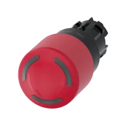 Siemens 3SU1001-1GB20-0AA0, Sirius ACT, Plastik, Kırmızı, 30mm Mantar Kafalı, Işıklı Çevir-Kur Acil Stop Buton Kafası, 22mm