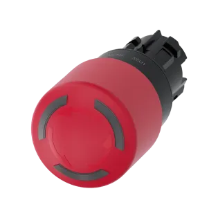 Siemens 3SU1001-1GB20-0AA0, Sirius ACT, Plastik, Kırmızı, 30mm Mantar Kafalı, Işıklı Çevir-Kur Acil Stop Buton Kafası, 22mm