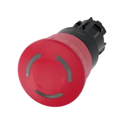 Siemens 3SU1001-1HB20-0AA0, Sirius ACT, Plastik, Kırmızı, 40mm Mantar Kafalı, Işıklı Çevir-Kur Acil Stop Buton Kafası, 22mm