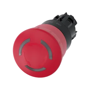 Siemens 3SU1001-1HB20-0AA0, Sirius ACT, Plastik, Kırmızı, 40mm Mantar Kafalı, Işıklı Çevir-Kur Acil Stop Buton Kafası, 22mm