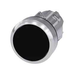 Siemens 3SU1050-0AB10-0AA0, Sirius ACT, Parlak Metal, Siyah, Yaylı Buton Kafası, 22mm